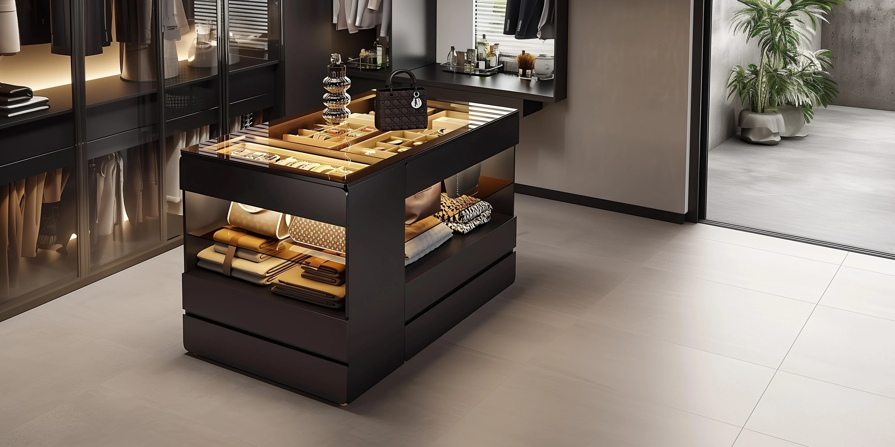 Elegant Jewelry Island Cabinets for Storage & Display